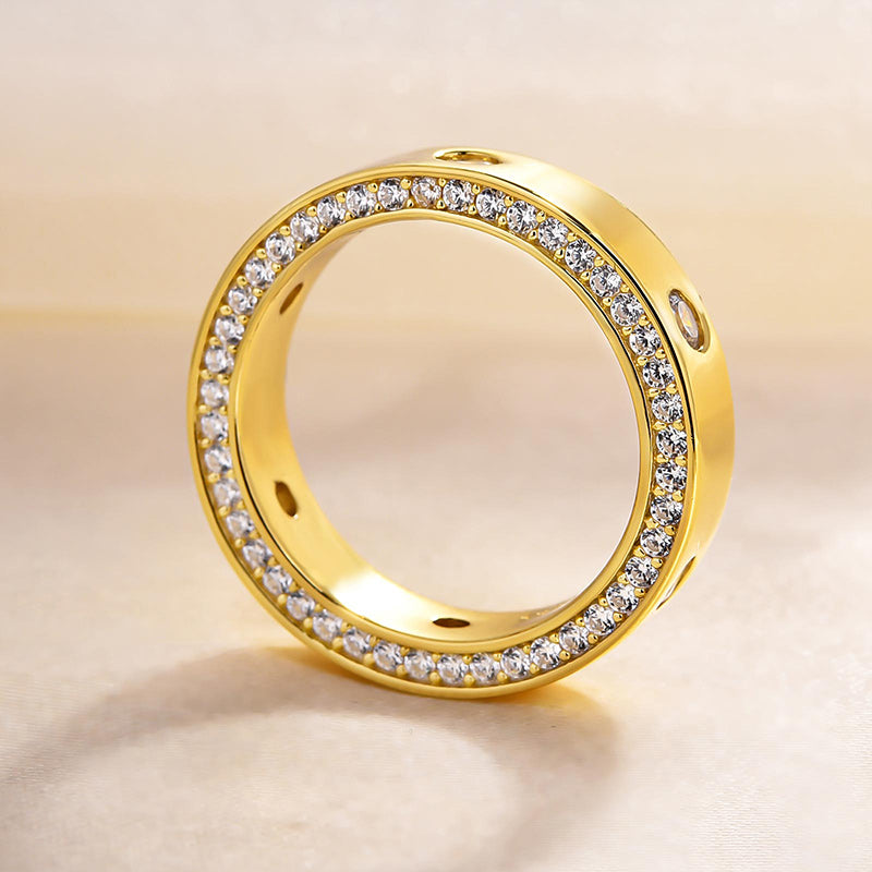 Luxurious Unisex Wide Wedding Band In Sterling Silver