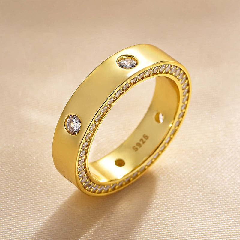 Luxurious Unisex Wide Wedding Band In Sterling Silver