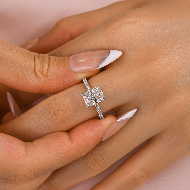 Maxine Moissanite 2.0 CT Radiant Cut Engagement Ring In Sterling Silver