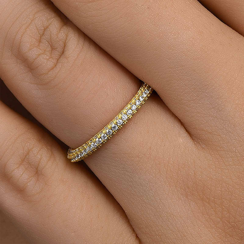 Ahabobo Unique Three Sided Stone Women's Wedding Band