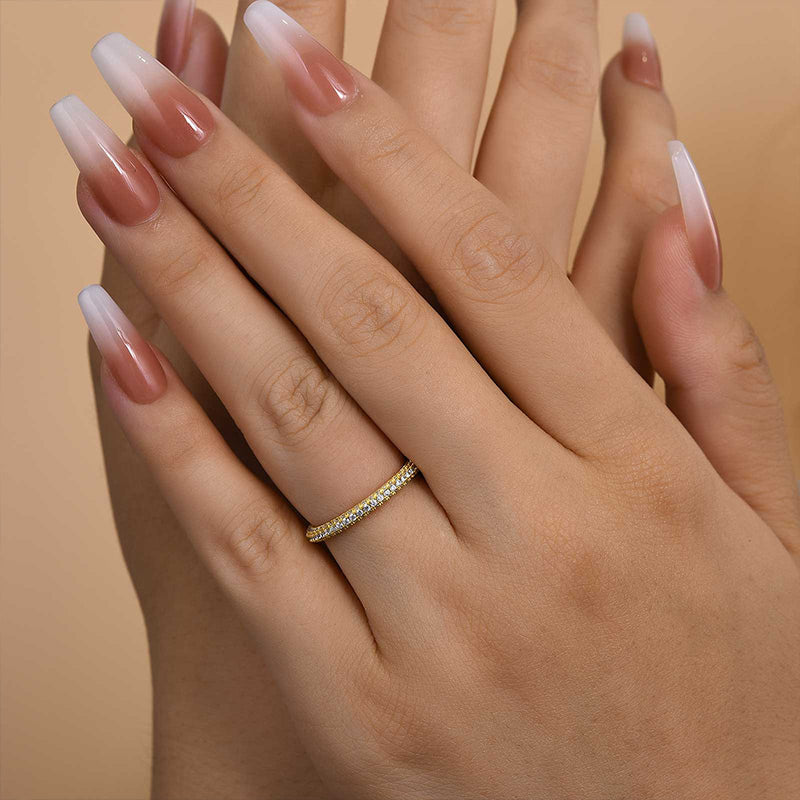 Ahabobo Unique Three Sided Stone Women's Wedding Band