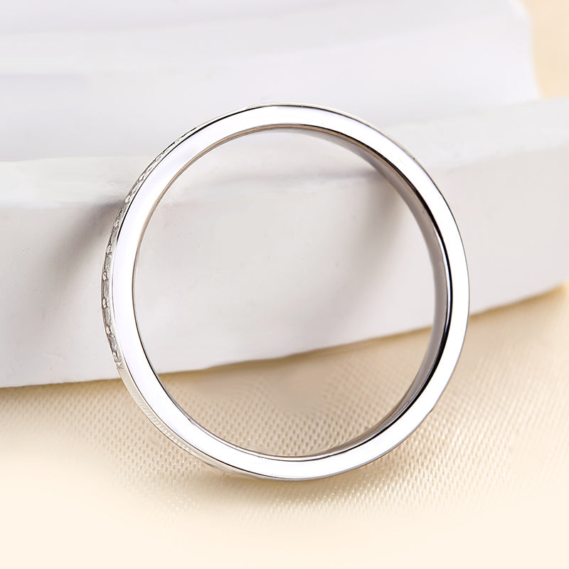 Exclusive Channel Set Curved Half Wedding Band In Sterling Silver