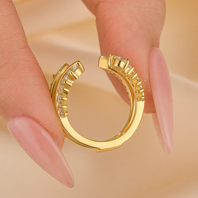 Vintage Vine Yellow Gold Jacket Wedding Band In Sterling Silver