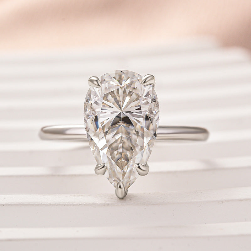 Ahabobo Moissanite 4.0 Ct Pear Cut Engagement Ring For Women