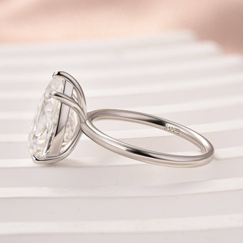 Ahabobo Moissanite 4.0 Ct Pear Cut Engagement Ring For Women