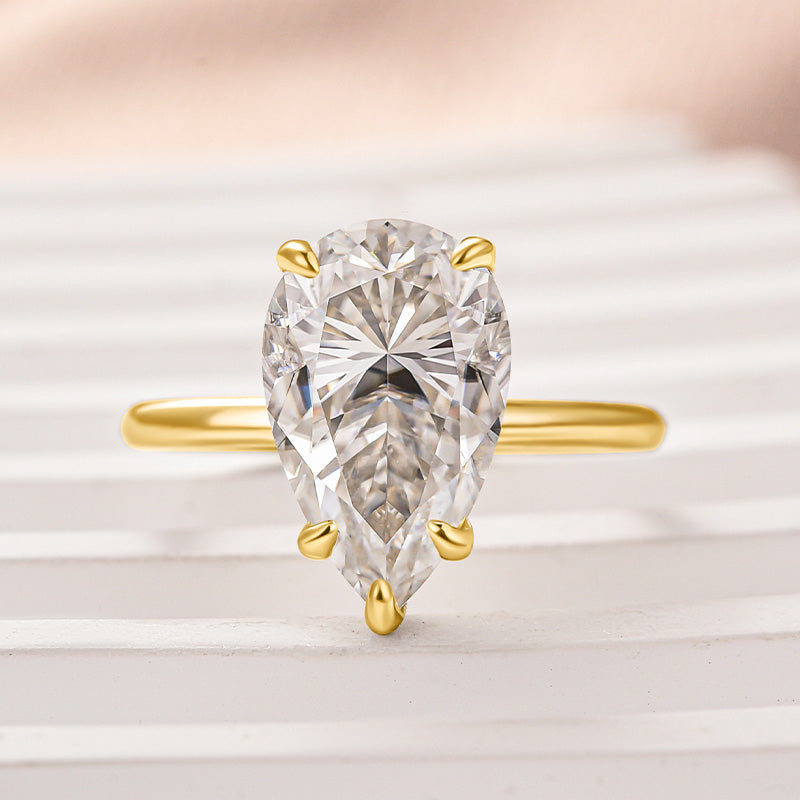 Ahabobo Moissanite 4.0 Ct Pear Cut Engagement Ring For Women
