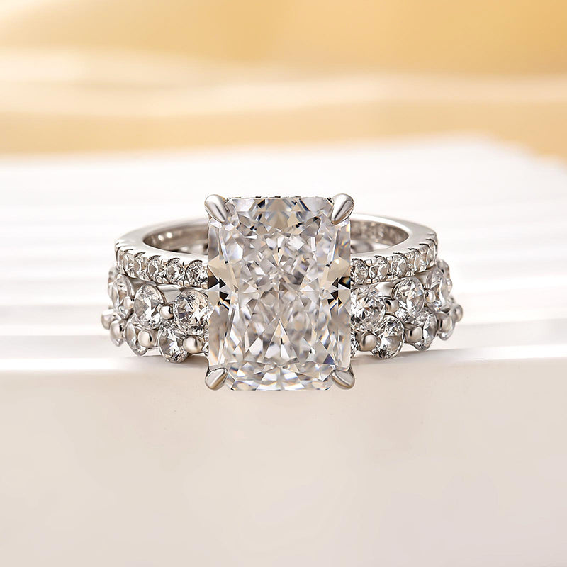 Stunning Sterling Silver Radiant Cut 3PC Ring Set