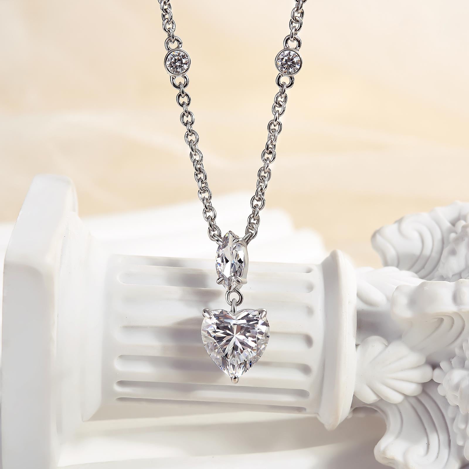 4.1Ct Unique Heart Cut Women's Necklace In Sterling Silver
