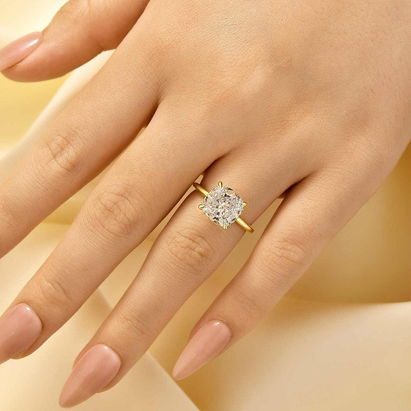 3.5Ct Cushion Cut Hidden Halo Engagement Ring Promise Ring For Her