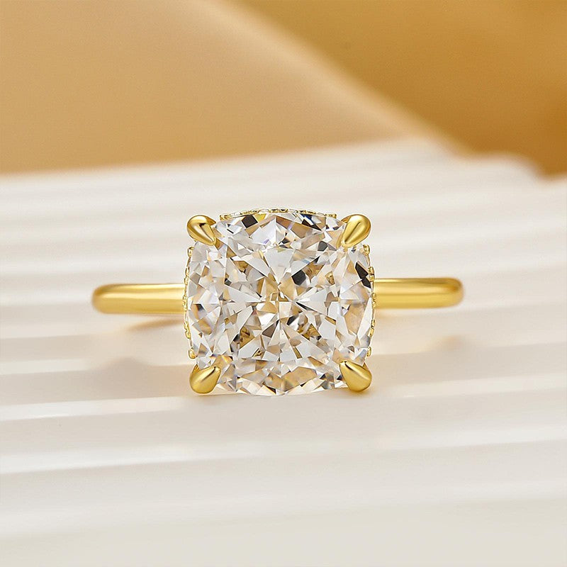 3.5Ct Cushion Cut Hidden Halo Engagement Ring Promise Ring For Her