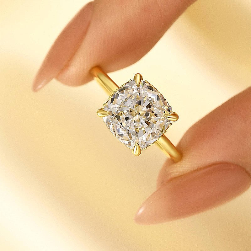 3.5Ct Cushion Cut Hidden Halo Engagement Ring Promise Ring For Her