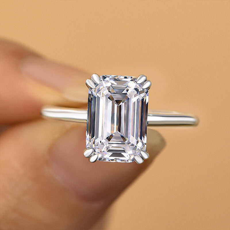 Timeless 3.5Ct Emerald Cut Engagement Ring In Sterling Silver