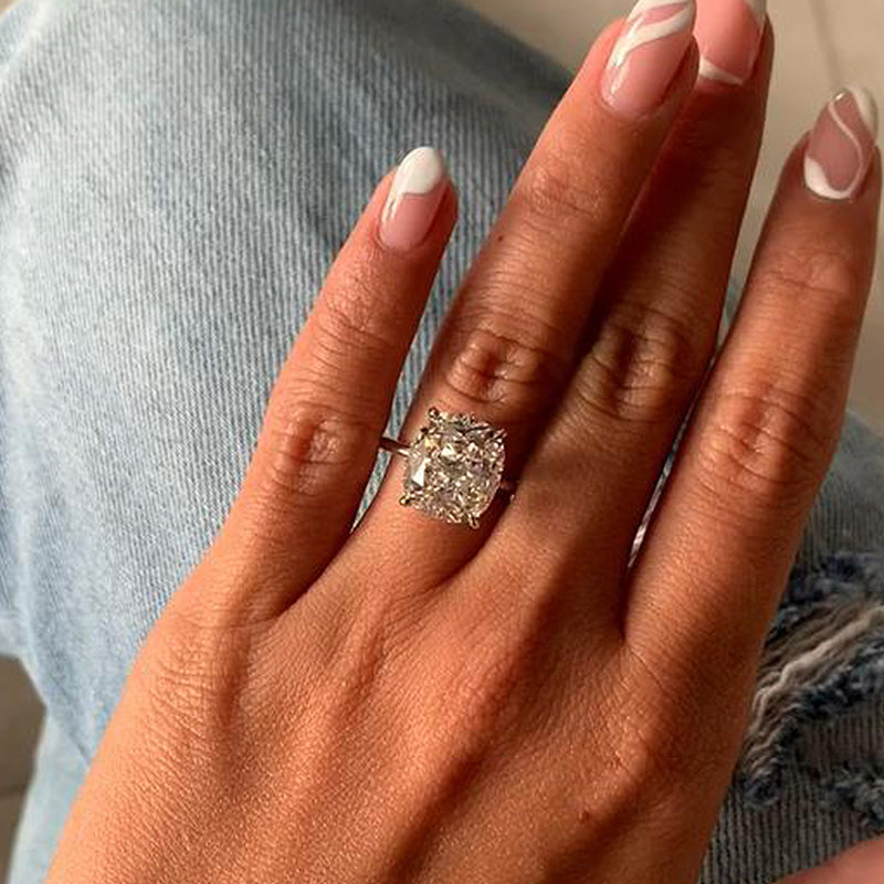 Sparkle 6.0CT Cushion Cut Engagement Ring For Women In Sterling Silver