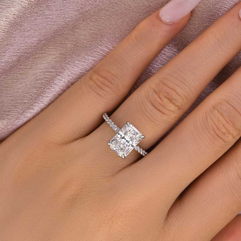 Maxine Moissanite 3.5 Carat Radiant Cut Engagement Ring In Sterling Silver