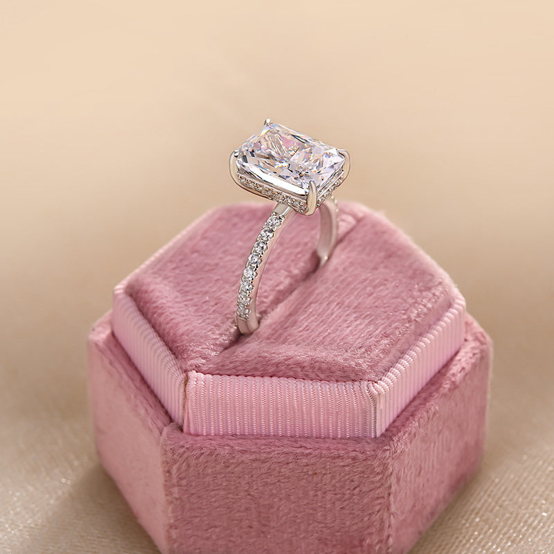 Exclusive Radiant Cut Engagement Ring For Women In Sterling Silver
