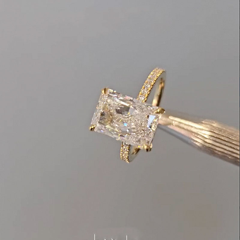 Exclusive Radiant Cut Engagement Ring For Women In Sterling Silver