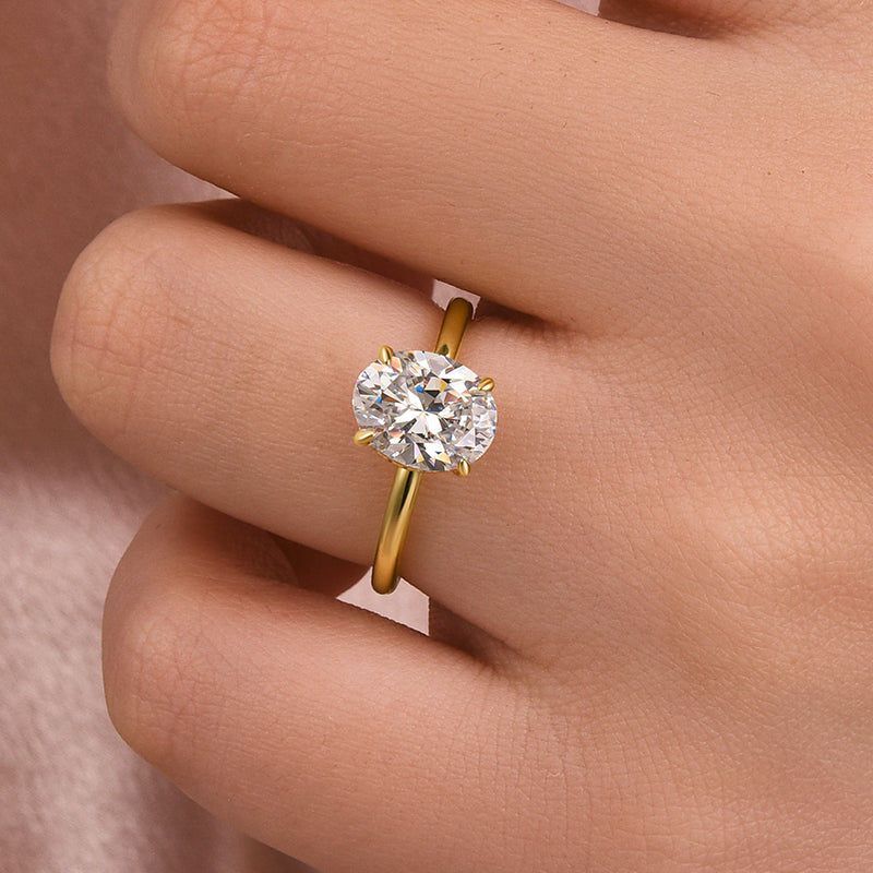 Ahabobo Sparkle Moissanite 2.0 Carat Oval Cut Engagement Ring In Sterling Silver