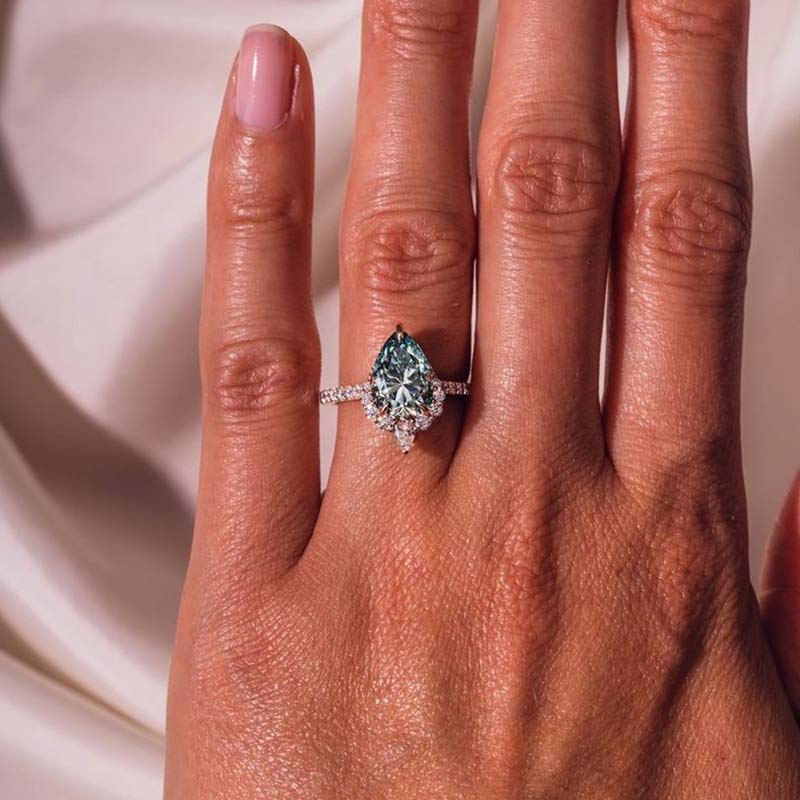 Lovely Rose Gold Pear Cut Paraiba Tourmaline Engagement Ring