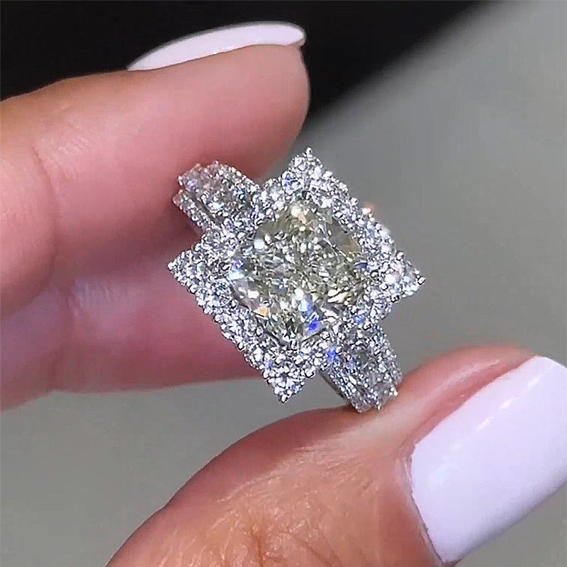 Noble Halo Crushed Ice Cushion Cut Engagement Ring In Sterling Silver