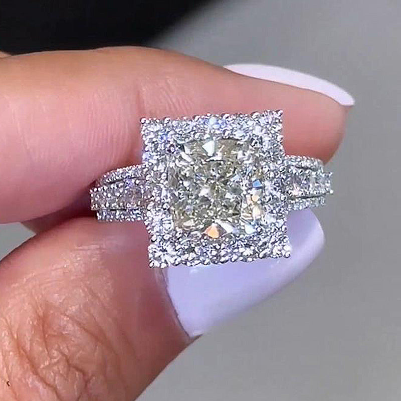 Noble Halo Crushed Ice Cushion Cut Engagement Ring In Sterling Silver