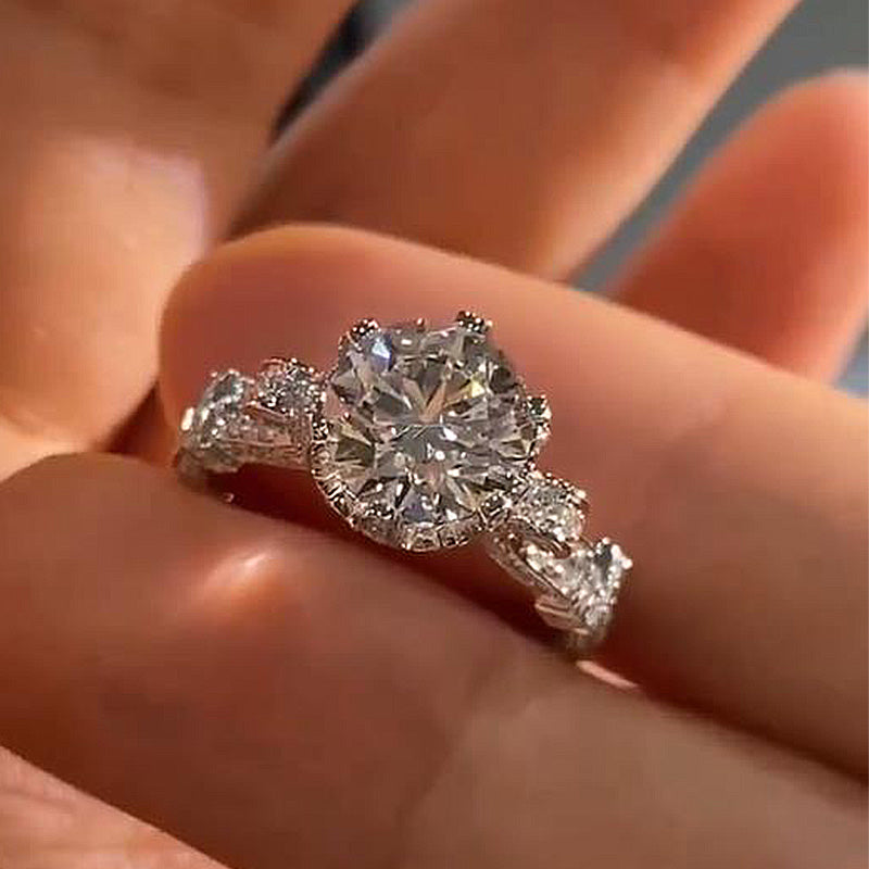 Moissanite 2.0 Carat Round Cut Vintage Engagement Ring