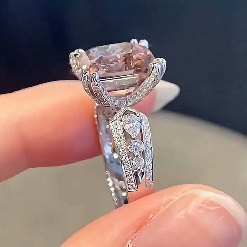 Gorgeous 6.0Ct Asscher Cut Morganite Pink Engagement Ring