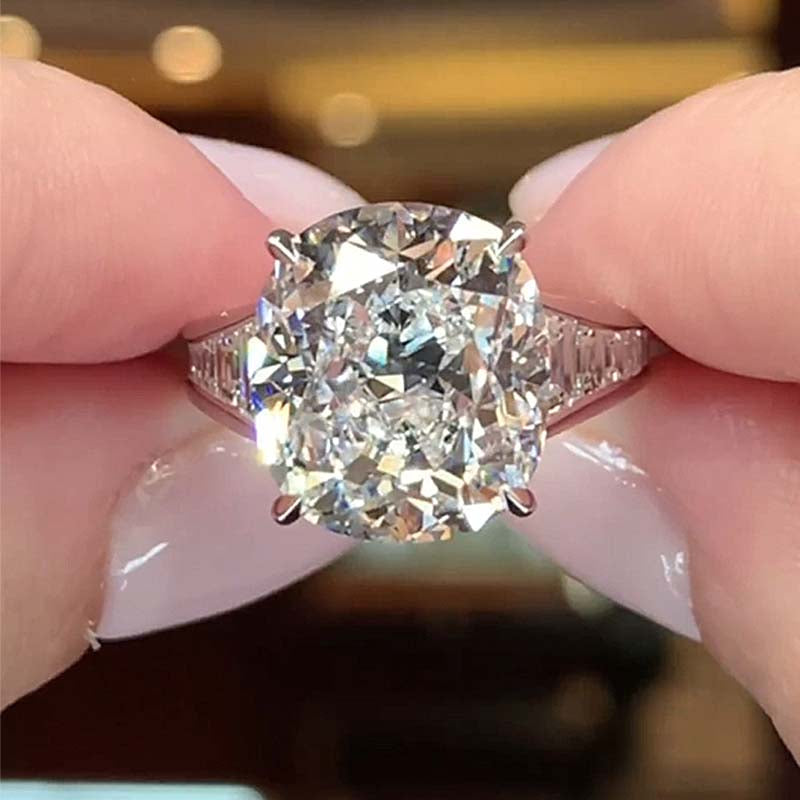 Unique Crushed Ice Cushion Engagement Ring