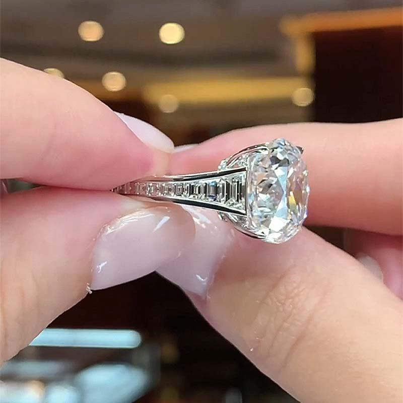 Unique Crushed Ice Cushion Engagement Ring