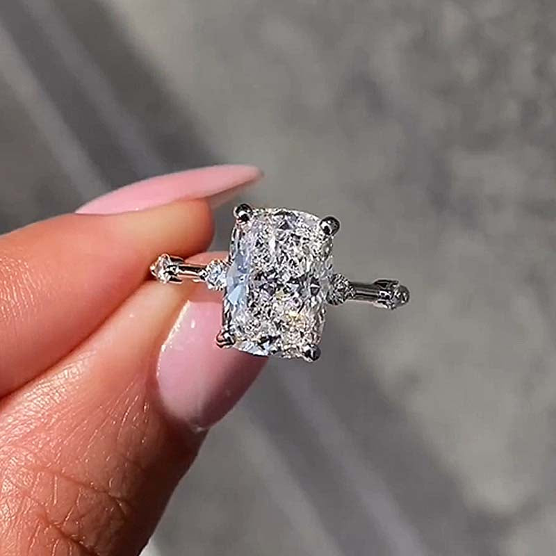 Special 4.5Ct Elongated Cushion Cut Engagement Ring
