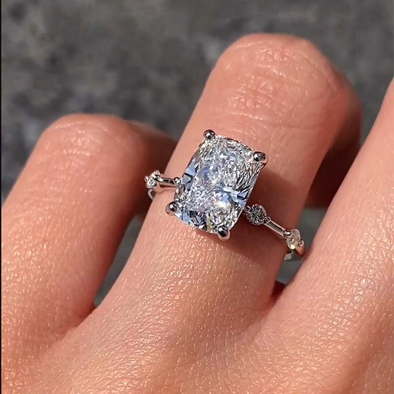 Special 4.5Ct Elongated Cushion Cut Engagement Ring