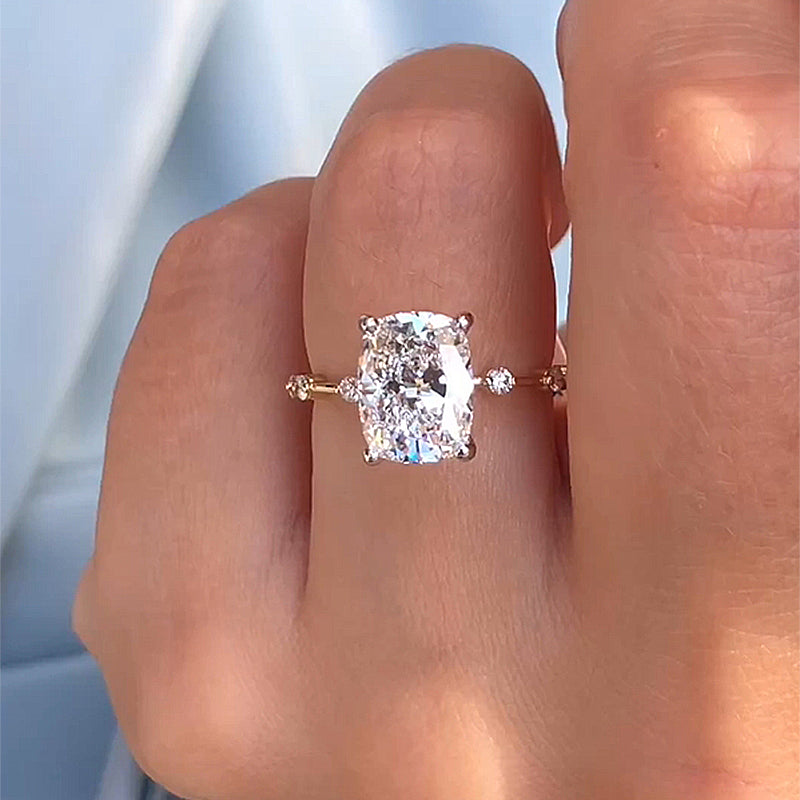 Special 4.5Ct Elongated Cushion Cut Engagement Ring