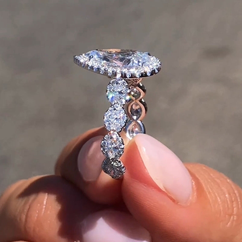 Noble Halo 4.0Ct Pear Cut Engagement Ring