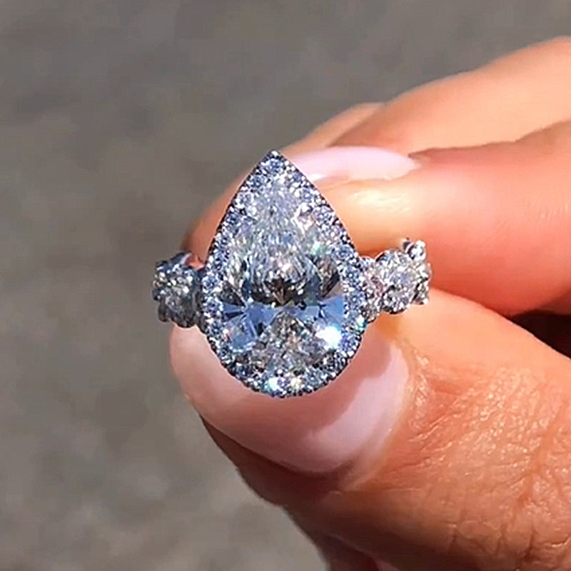 Noble Halo 4.0Ct Pear Cut Engagement Ring