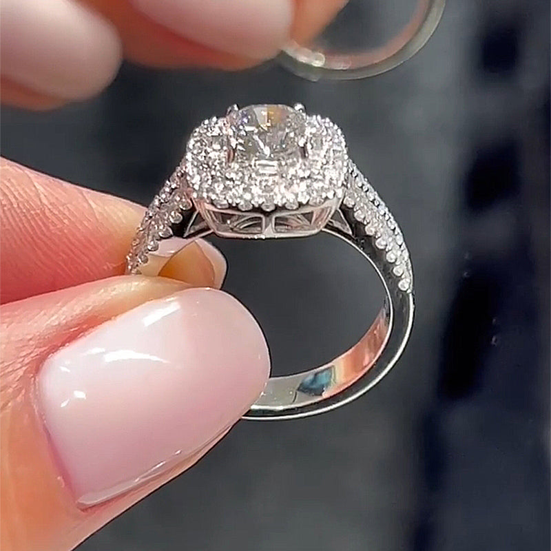 Outstanding Halo Crushed Ice Cushion Cut Engagement Ring
