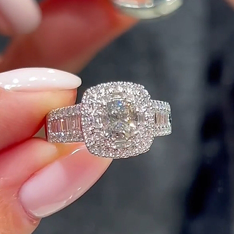 Outstanding Halo Crushed Ice Cushion Cut Engagement Ring