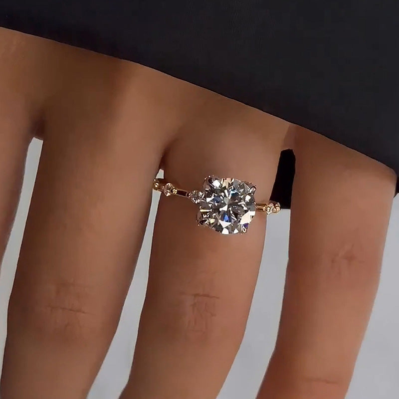 Ahabobo Precious Two-Tone Round Cut Engagement Ring