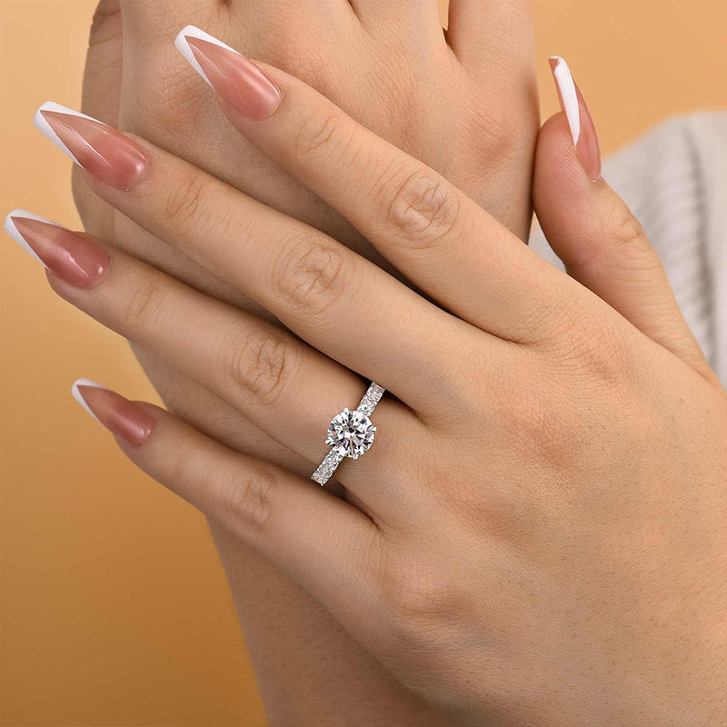 Timeless Round Cut Sona Simulated Diamond Engagement Ring