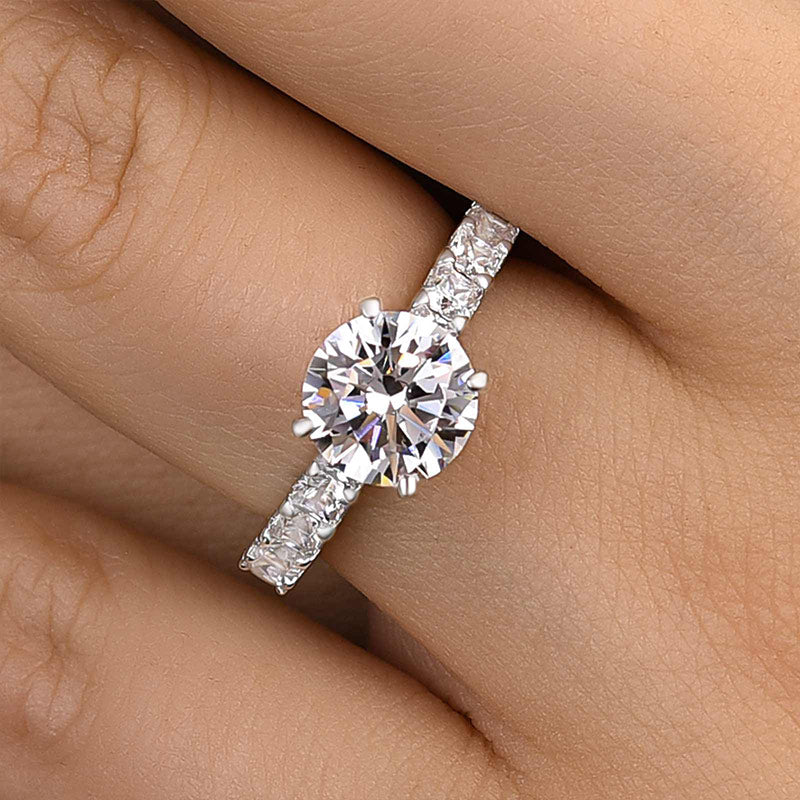 Timeless Round Cut Sona Simulated Diamond Engagement Ring