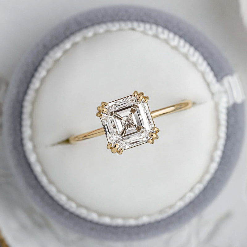 Dainty Asscher Cut Women's Engagement Ring