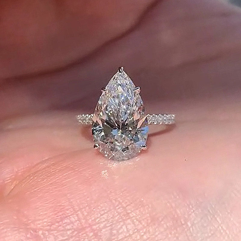 4.5Ct Excellent Pear Cut Engagement Ring