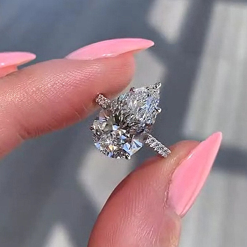 4.5Ct Excellent Pear Cut Engagement Ring