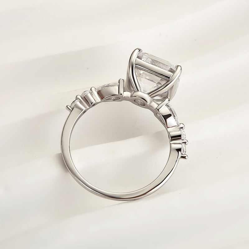 Maxine Unique Asscher Cut Women's Engagement Ring In Sterling Silver
