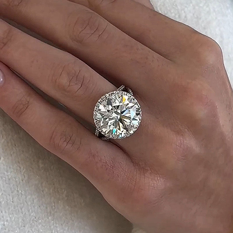 Ahabobo Luxury Halo 5.0Ct Round Cut Engagement Ring