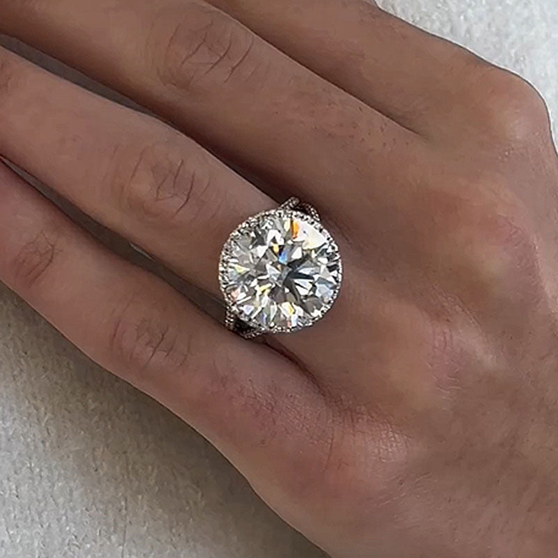 Ahabobo Luxury Halo 5.0Ct Round Cut Engagement Ring