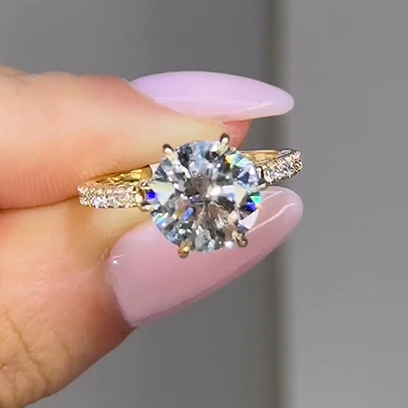Maxine Moissanite Bow Base Design 2.0 Carat Round Cut Engagement Ring