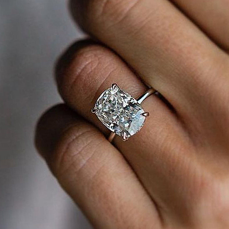 Maxine Solitaire 6.5Ct Elongated Cushion Cut Engagement Ring Travle Ring