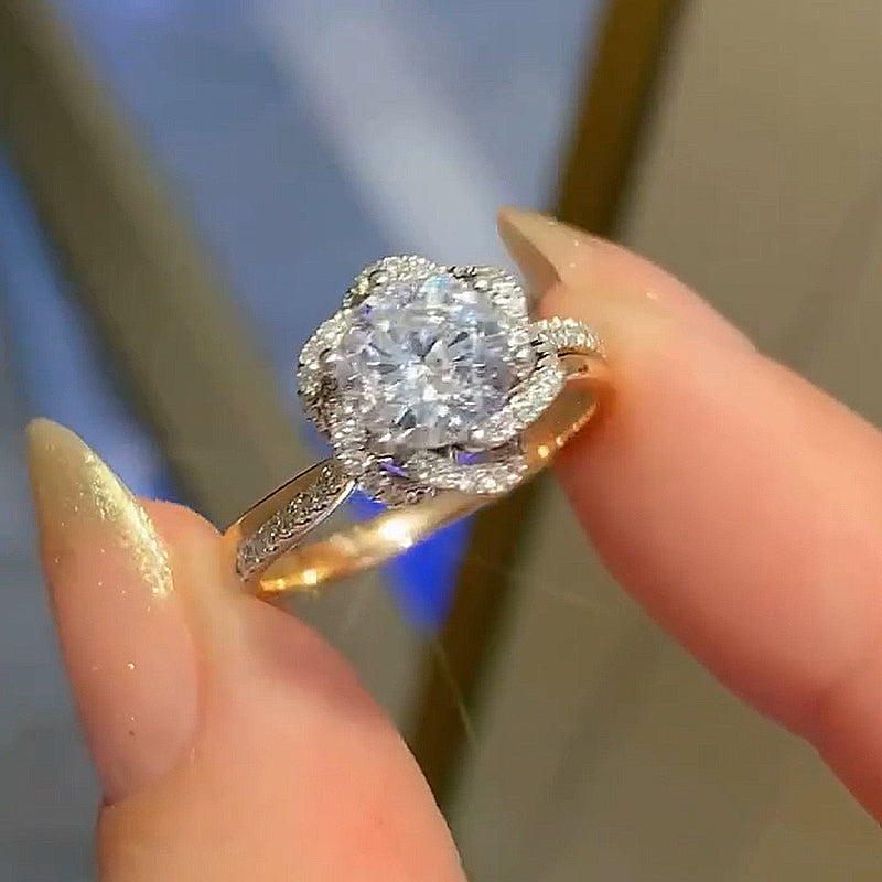 Maxine Moissanite 1.0 CT Twist Flower Design Engagement Ring