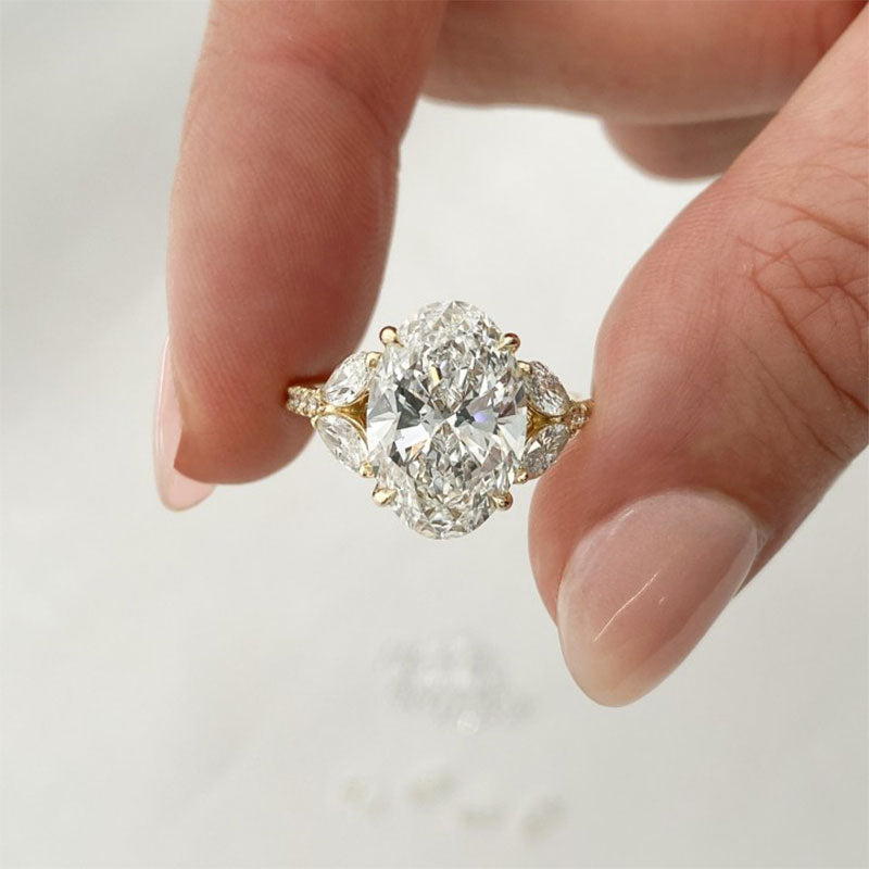 Maxine 4.0 CT Oval and Angled Marquise Five Stone Engagement Ring