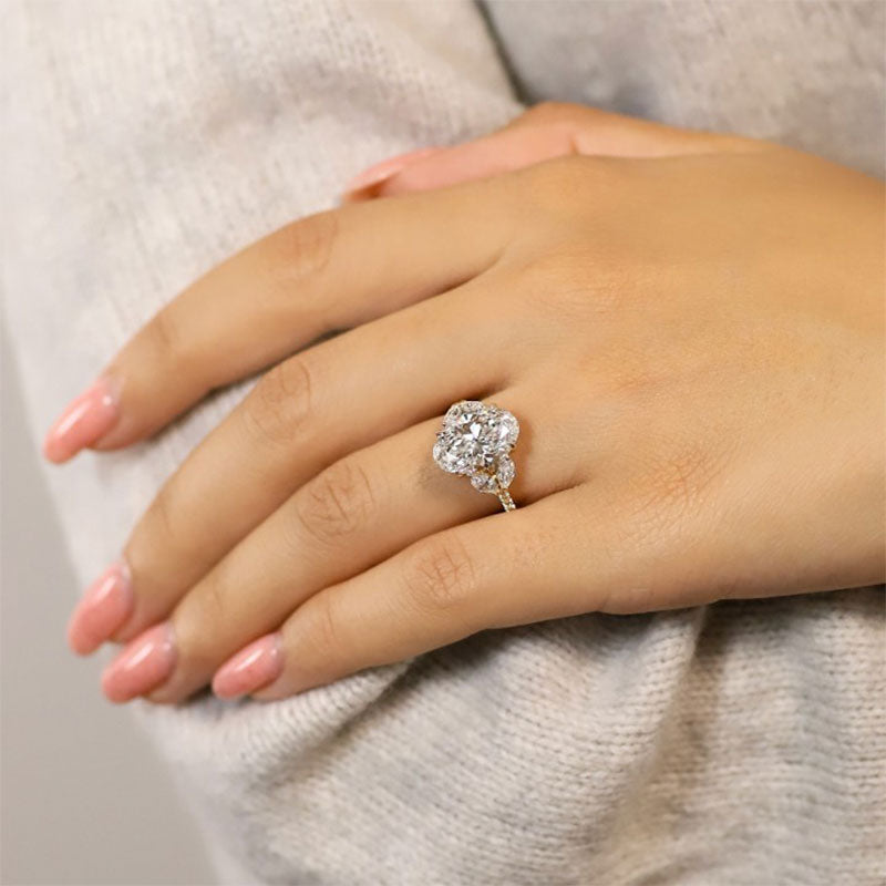 Maxine 4.0 CT Oval and Angled Marquise Five Stone Engagement Ring