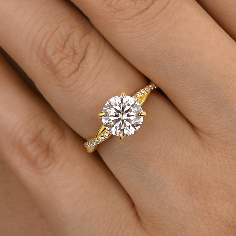 Maxine Twist Moissanite 2.0 Carat Round Cut Promise Ring